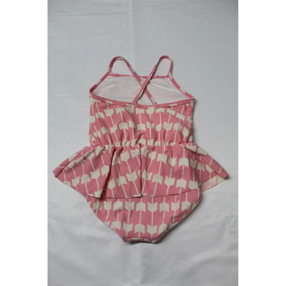 Hanna Andersson Girls Pink Arrow Print Skirted One Piece Swimsuit Size 100‎ 4T